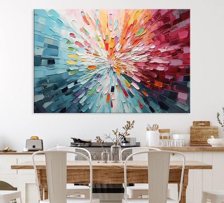 Radiant Bloom Abstract Floral Wall Art Canvas Print - Colorful Burst - Modern Living Room Decor - Ready to Hang