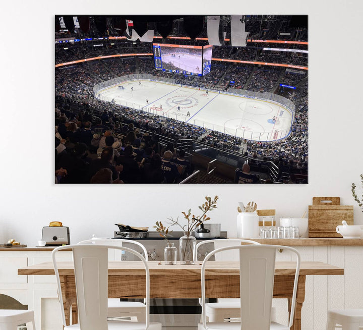 A wall art canvas of Amalie Arena, capturing NHL hockey in Florida.