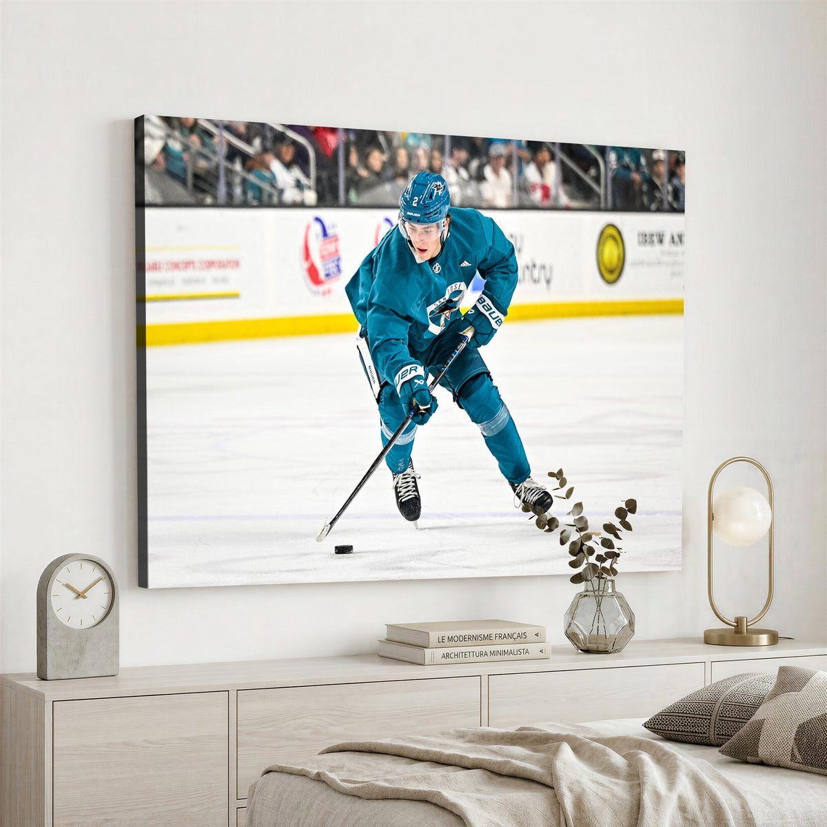 69179-MGV-CV-36X24 - San Jose Sharks Ice Hockey Player Wall Art Canvas Print