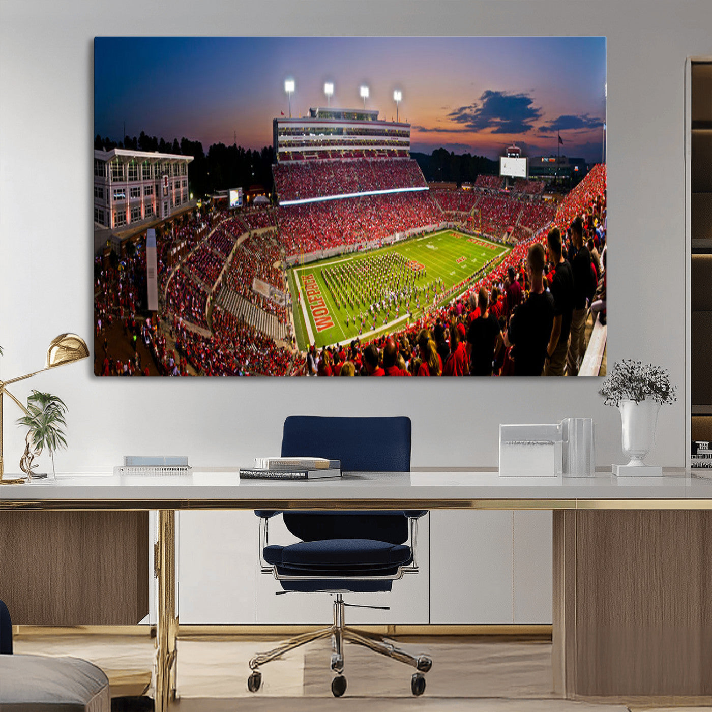 MGV-CV-36X24 - NC State Wolfpack Football Team Print - Raleigh Carter-Finley Stadium Wall Art Canvas Print