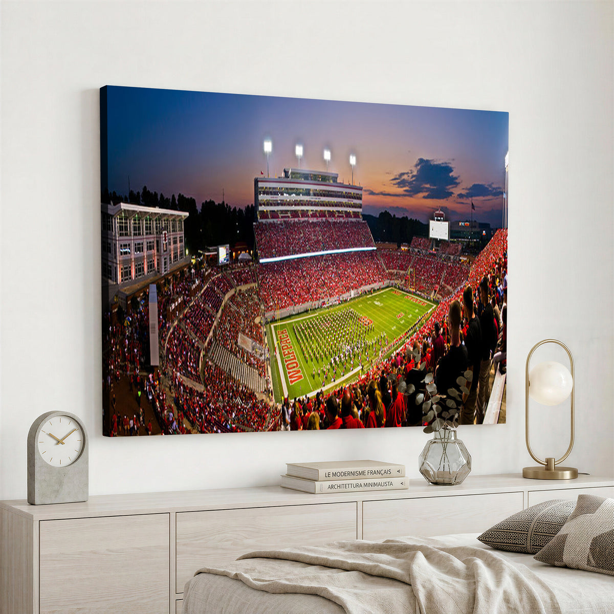 87655-MGV-CV-36X24 - NC State Wolfpack Football Team Print - Raleigh Carter-Finley Stadium Wall Art Canvas Print