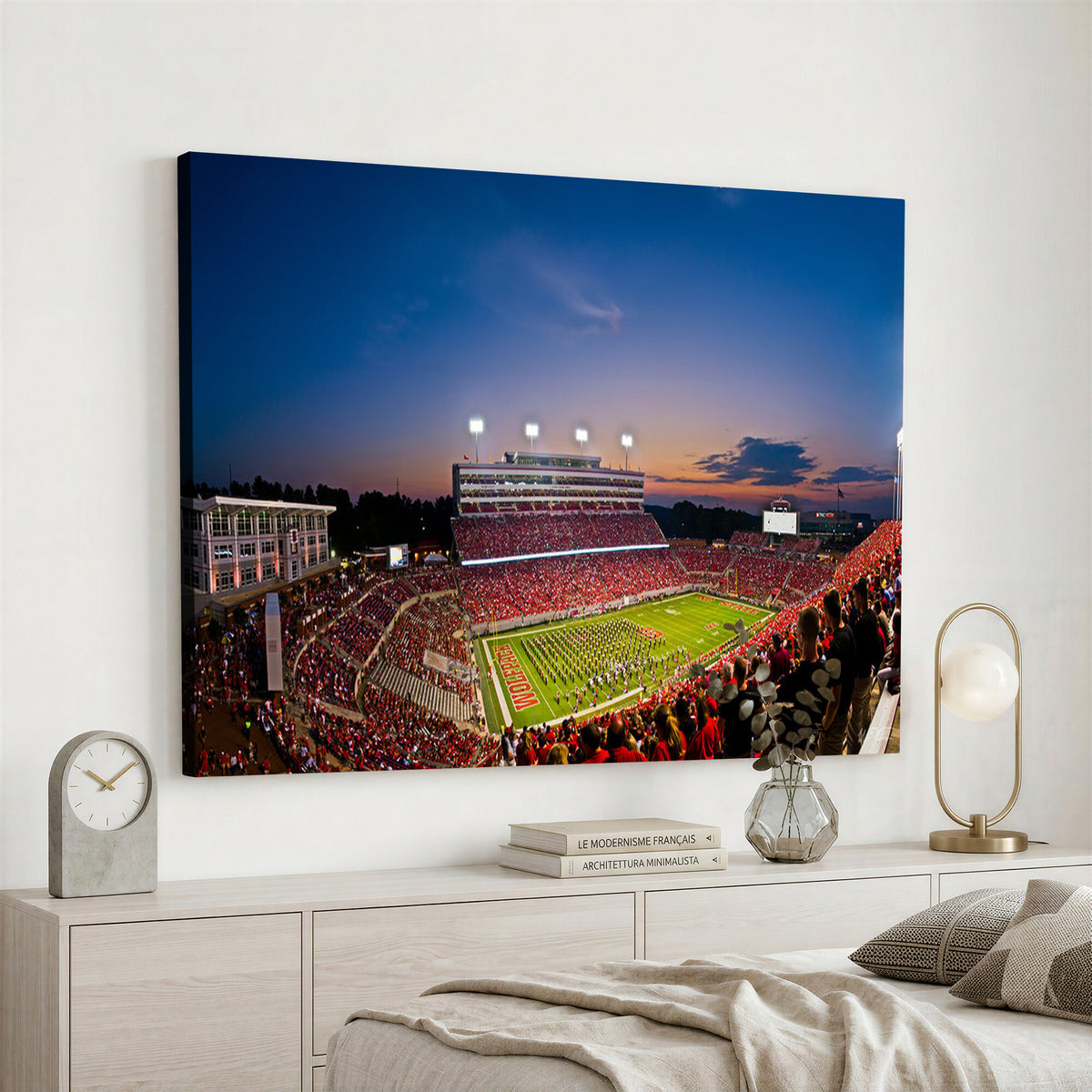 33313-MGV-CV-36X24 - NC State Wolfpack Football Team Print - Raleigh Carter-Finley Stadium Wall Art Canvas Print