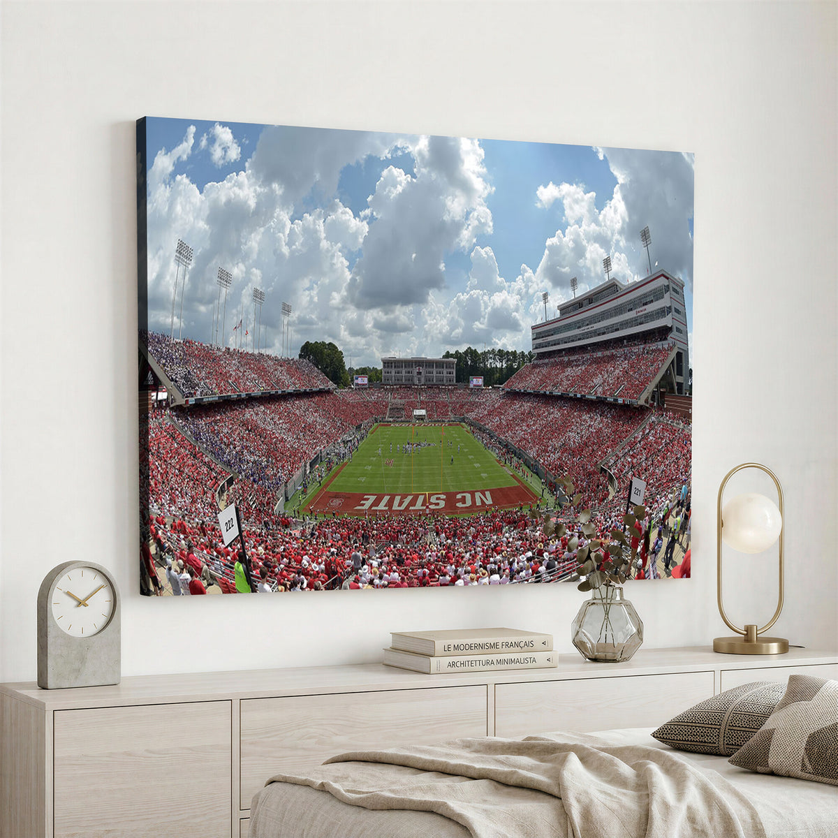 30640-MGV-CV-36X24 - NC State Wolfpack Football Team Print Canvas- Raleigh Carter-Finley Stadium Wall Art Canvas Print