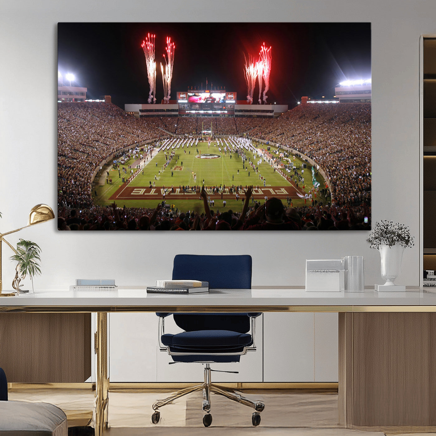 MGV-CV-36X24 - Framed Florida State Seminoles Football Team Print - Tallahassee Doak Campbell Stadium Wall Art