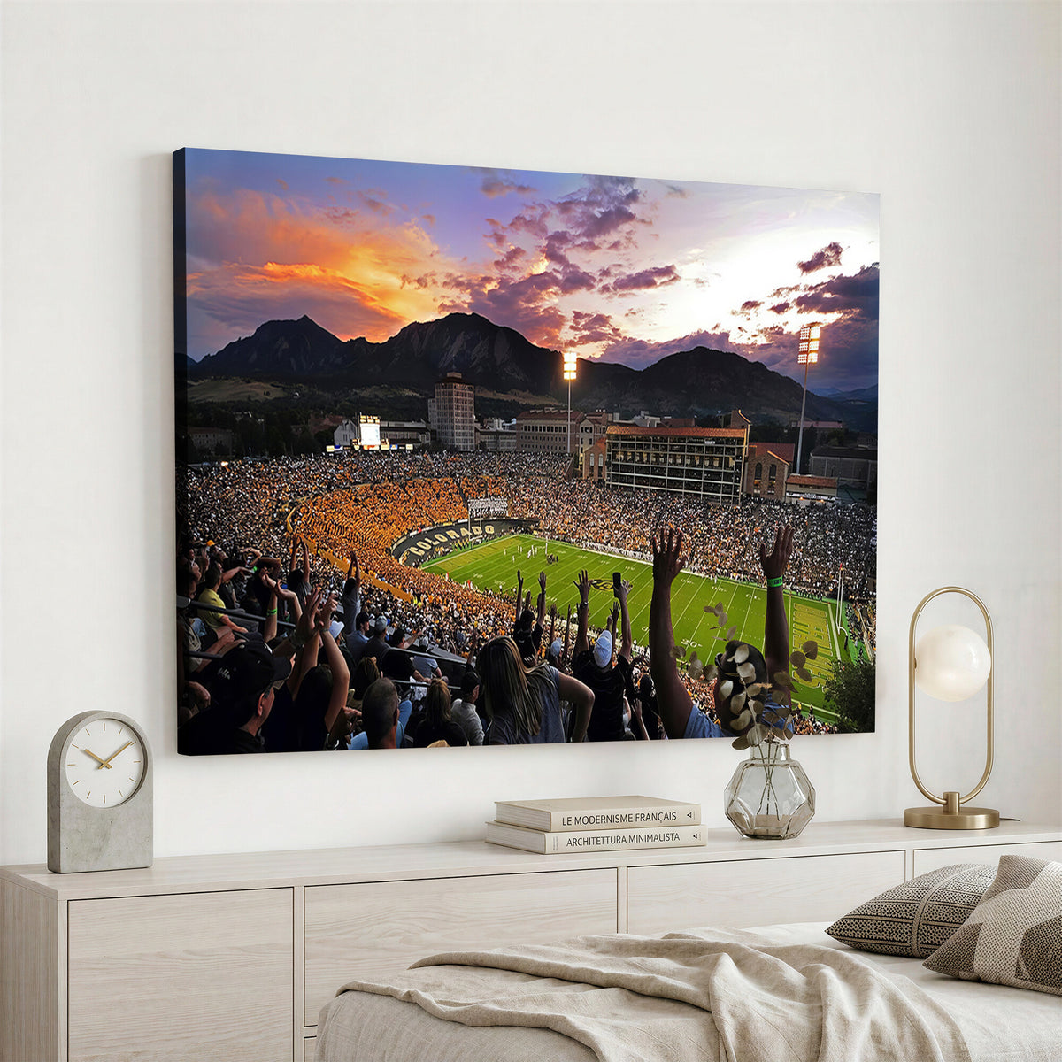 80381-MGV-CV-36X24 - Framed Colorado Buffaloes Football Team Print - Boulder Folsom Field Stadium Wall Art Canvas Print