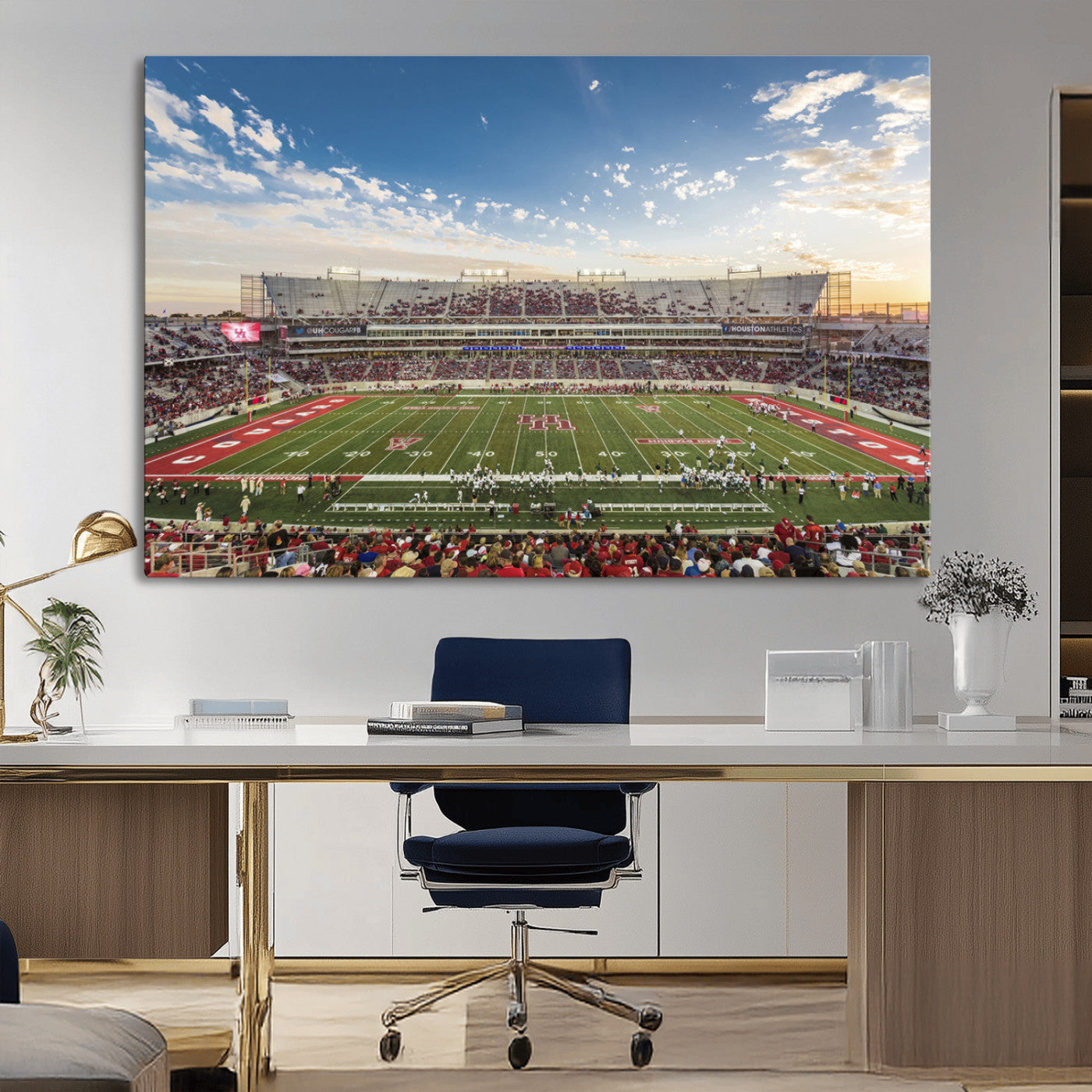 MGV-CV-36X24 - Framed Houston Cougars Football Team Print - Houston TDECU Stadium Wall Art Canvas Print