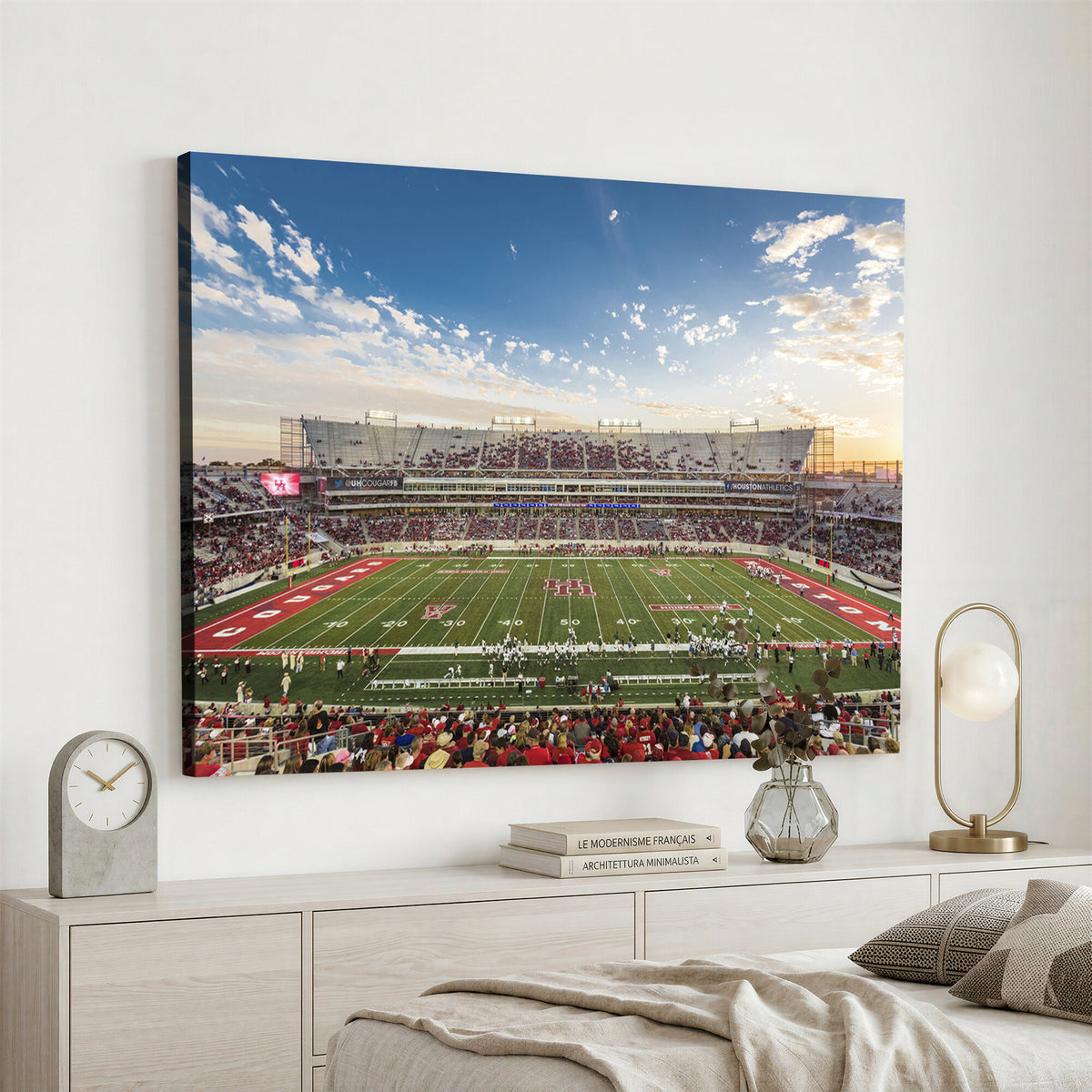 36612-MGV-CV-36X24 - Framed Houston Cougars Football Team Print - Houston TDECU Stadium Wall Art Canvas Print