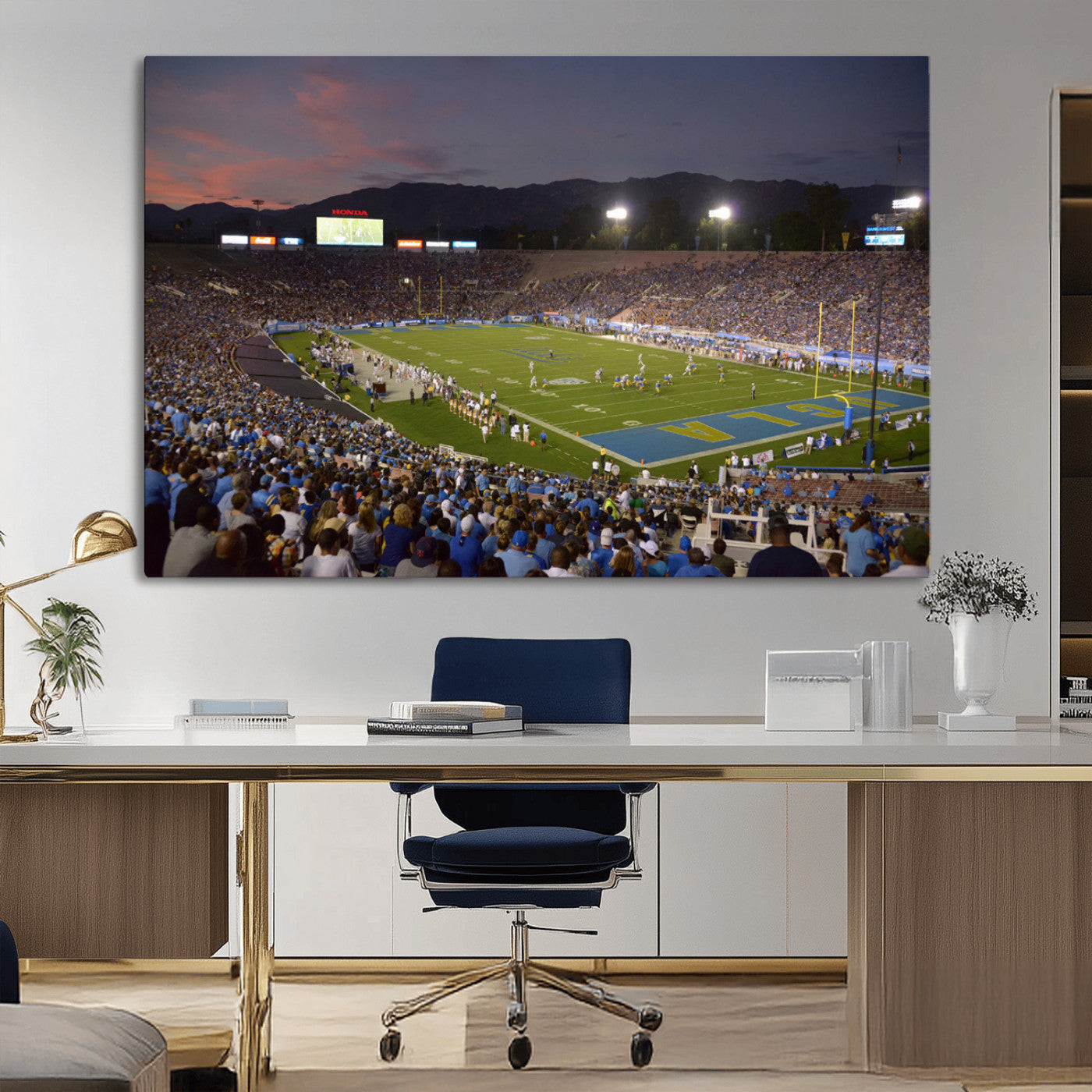 MGV-CV-36X24 - UCLA Bruins Football Team Print - Pasadena Rose Bowl Stadium Wall Art Canvas Print