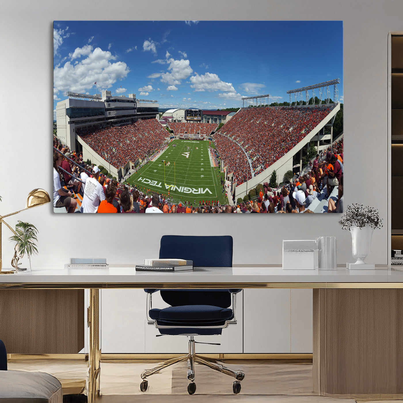 MGV-CV-36X24 - Virginia Tech Hokies Football Team Print - Blacksburg Lane Stadium Wall Art Canvas Print