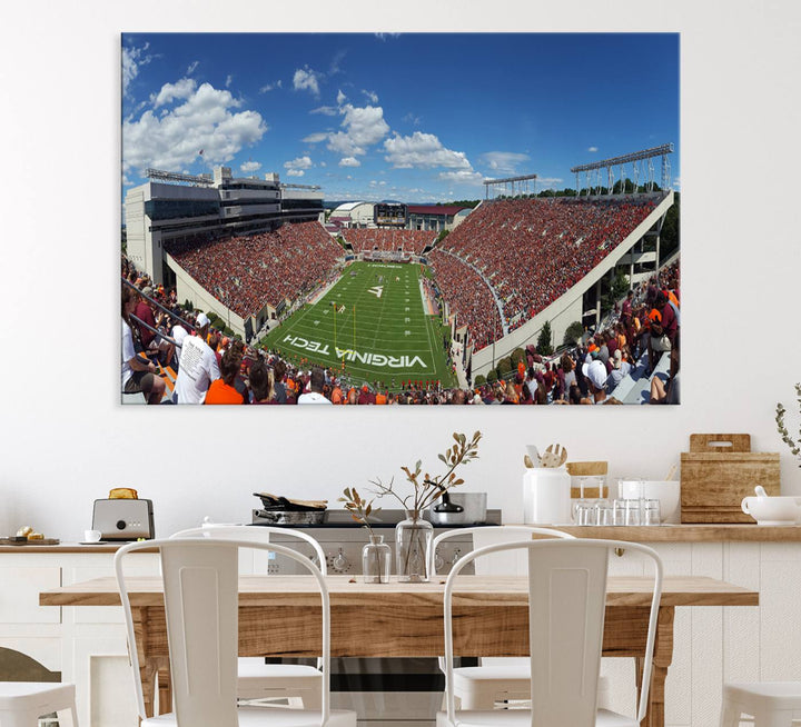 This Lane Stadium print captures Virginia Tech on the field along with the vibrant crowd, making it the perfect wall art for Hokies fans.