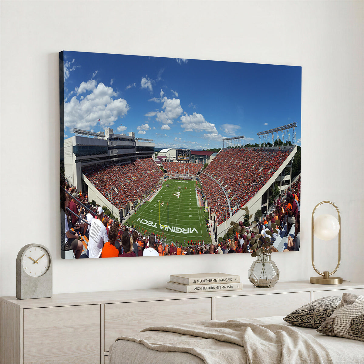 87769-MGV-CV-36X24 - Virginia Tech Hokies Football Team Print - Blacksburg Lane Stadium Wall Art Canvas Print