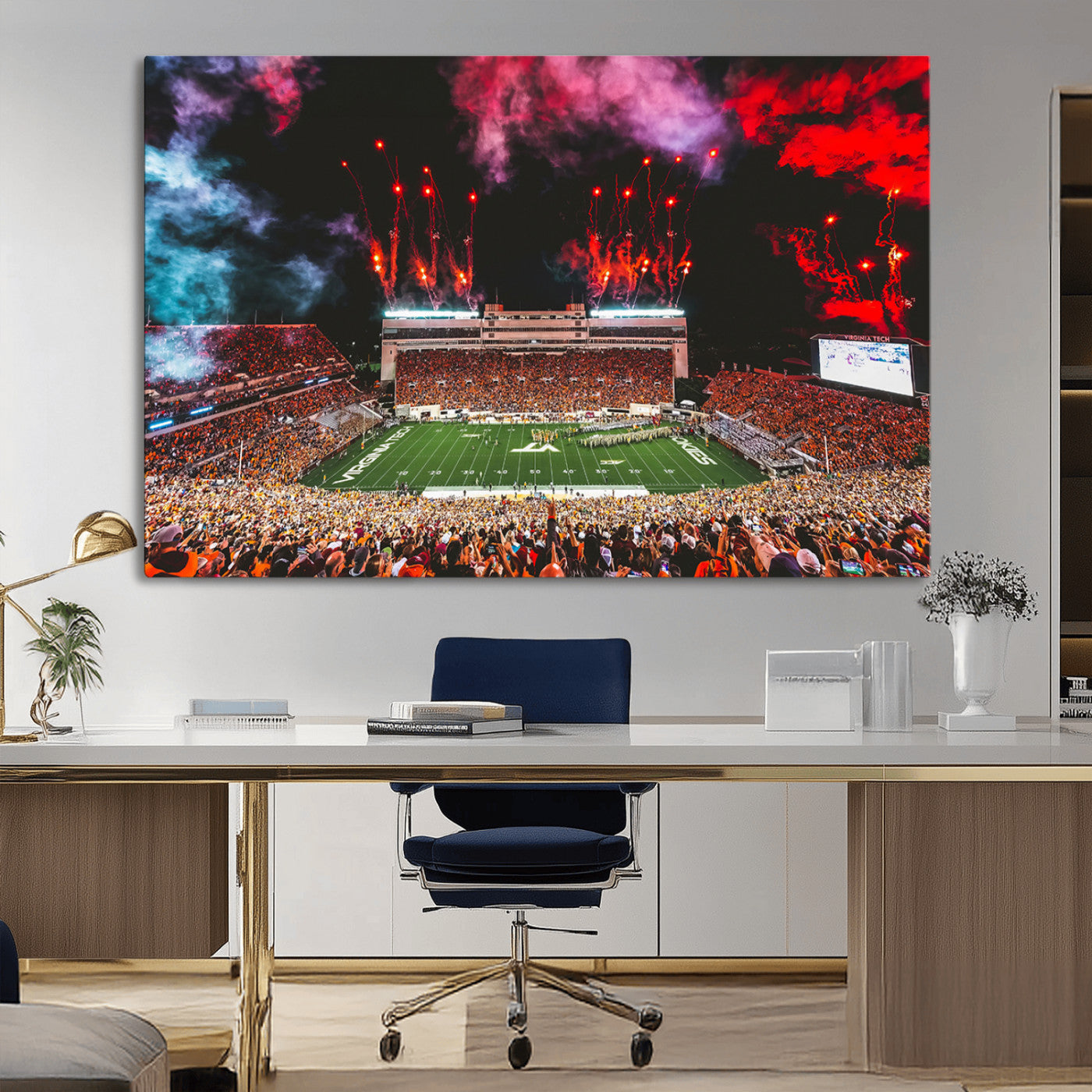 MGV-CV-36X24 - Virginia Tech Hokies Football Team Print - Blacksburg Lane Stadium Wall Art Canvas Print