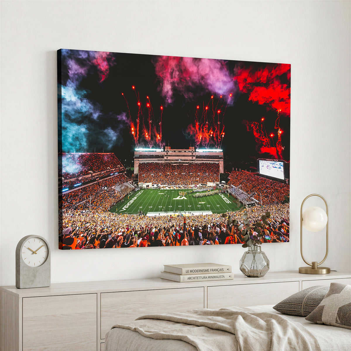 65761-MGV-CV-36X24 - Virginia Tech Hokies Football Team Print - Blacksburg Lane Stadium Wall Art Canvas Print