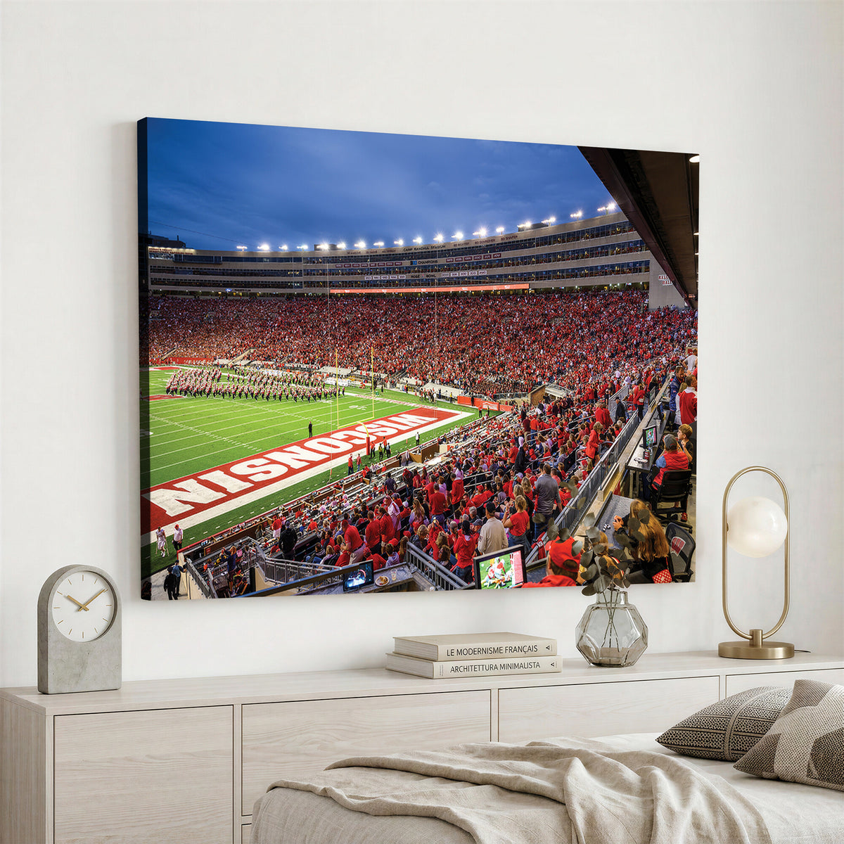 57601-MGV-CV-36X24 - Wisconsin Badgers Football Team Print - Madison Camp Randall Stadium Wall Art, Wisconsin Badgers