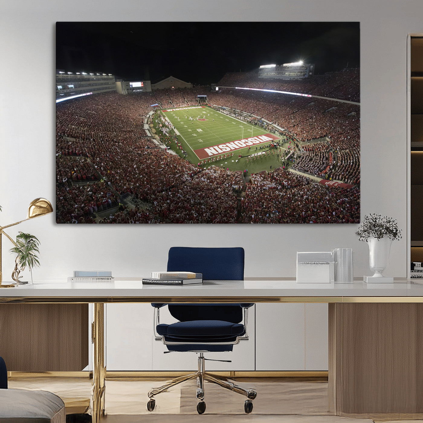 MGV-CV-36X24 - Wisconsin Badgers Football Team Print - Madison Camp Randall Stadium Wall Art Canvas Print
