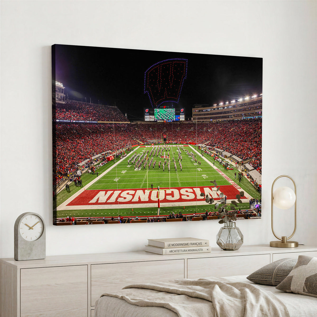 34125-MGV-CV-36X24 - Wisconsin Badgers Football Team Print Canvas- Madison Camp Randall Stadium Wall Art Canvas Print