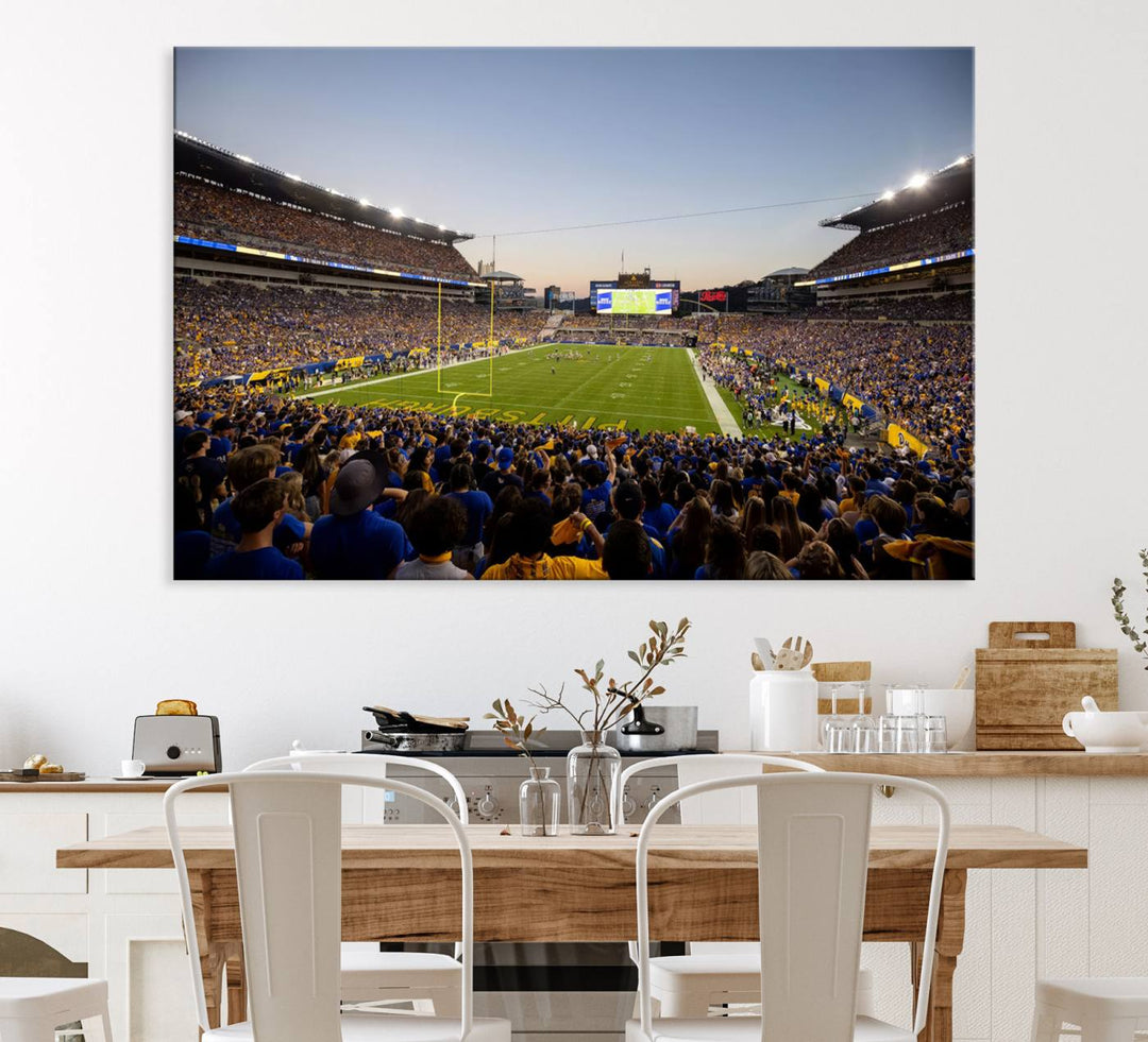 Pittsburgh Panthers Acrisure Stadium wall art print on canvas.