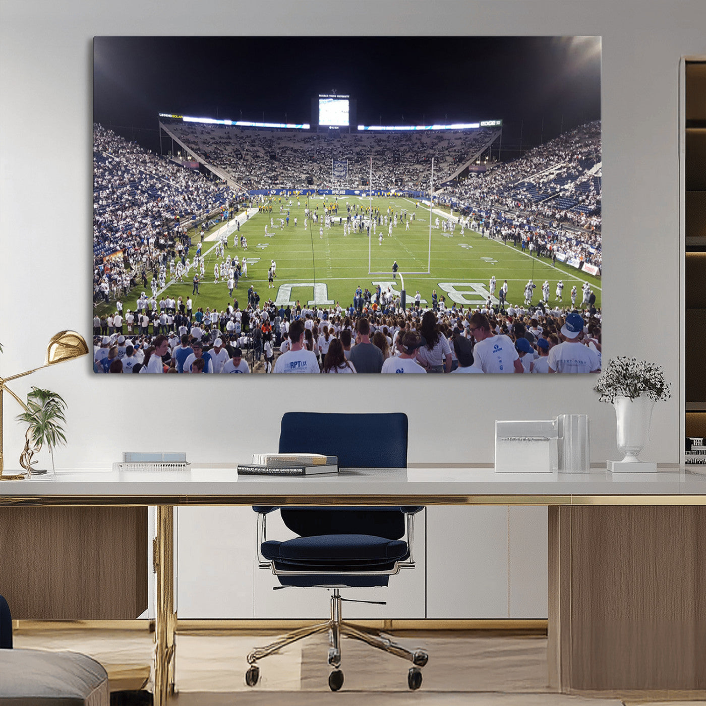 MGV-CV-36X24 - Brigham Young University Cougars Football Print Canvas - Provo LaVell Edwards Stadium Wall Art