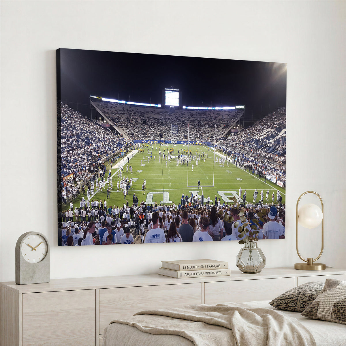 65036-MGV-CV-36X24 - Brigham Young University Cougars Football Print Canvas - Provo LaVell Edwards Stadium Wall Art