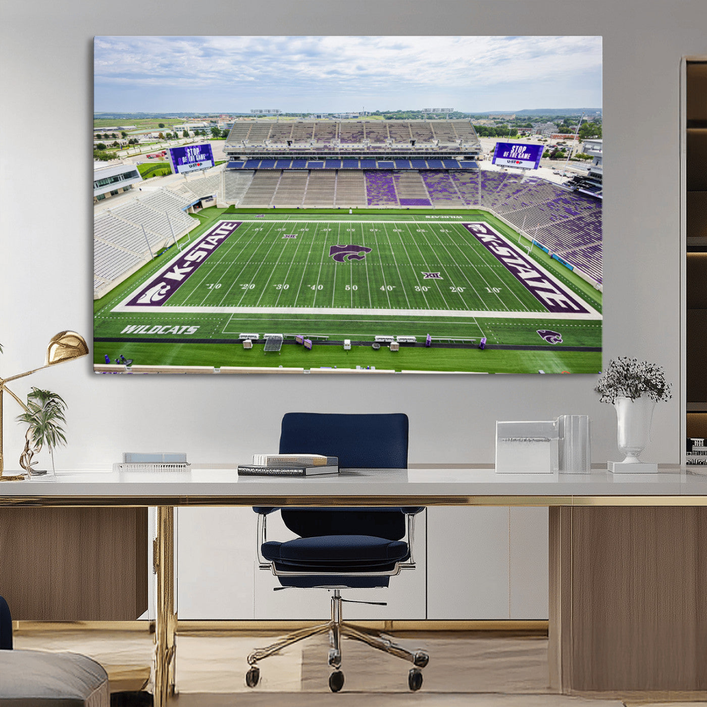 MGV-CV-36X24 - KState Wildcats Football Team Print - Manhattan Bill Snyder Family Football Stadium Wall Art Canvas