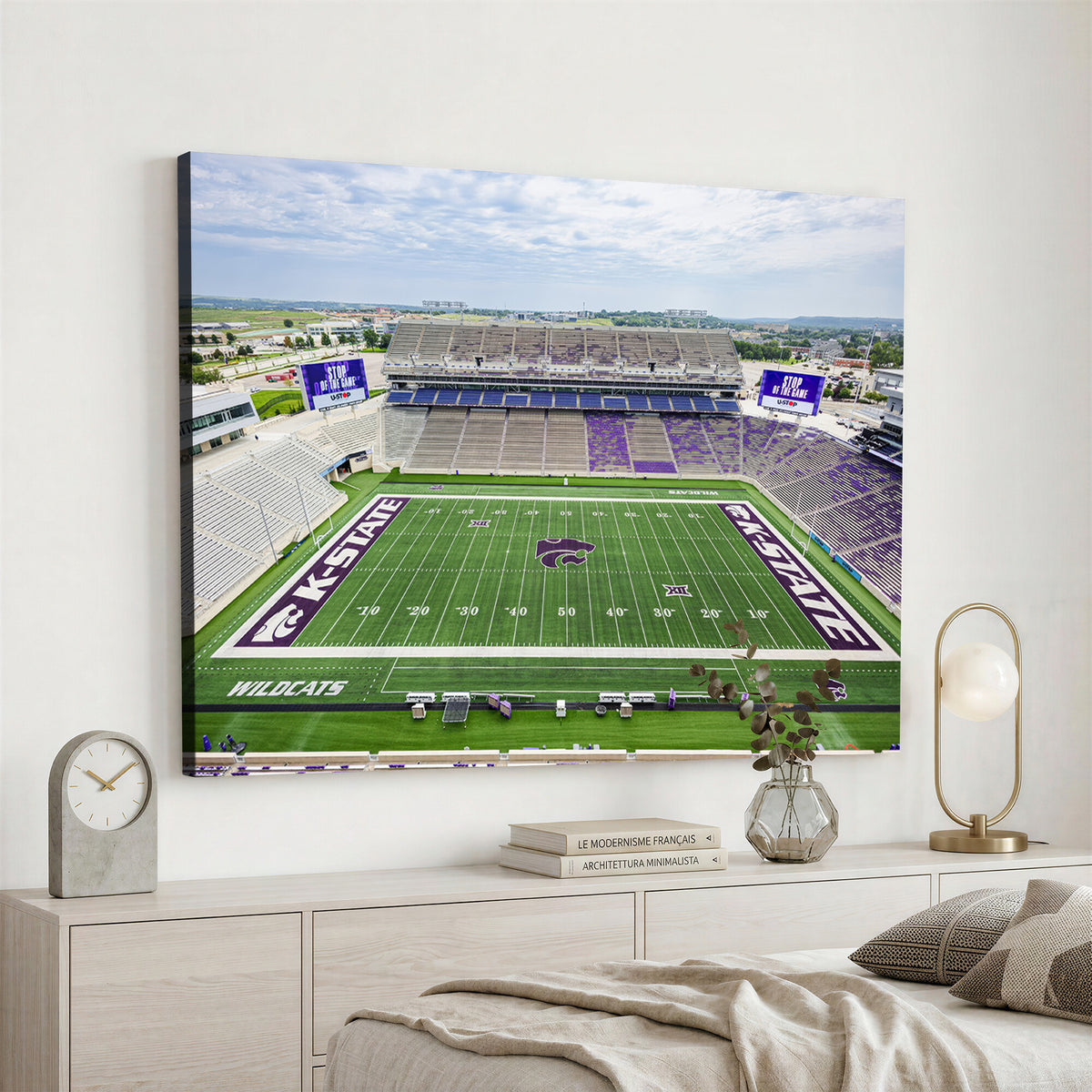 29452-MGV-CV-36X24 - KState Wildcats Football Team Print - Manhattan Bill Snyder Family Football Stadium Wall Art Canvas
