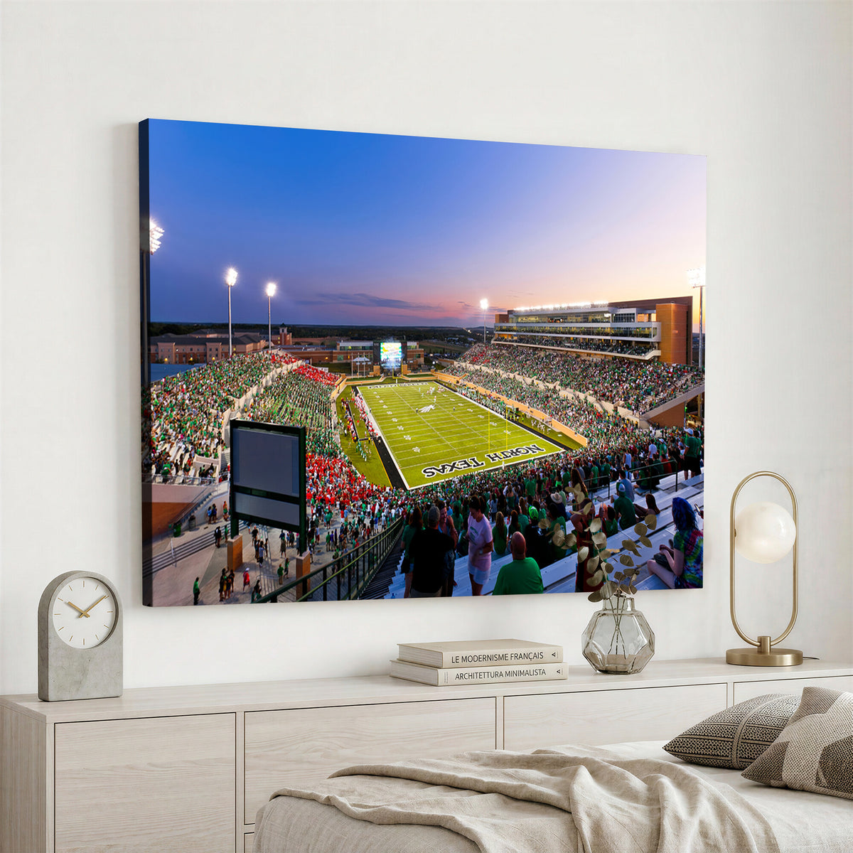 25916-MGV-CV-36X24 - University of North Texas Mean Green Football Team Print - Denton DATCU Stadium Canvas Print Wall