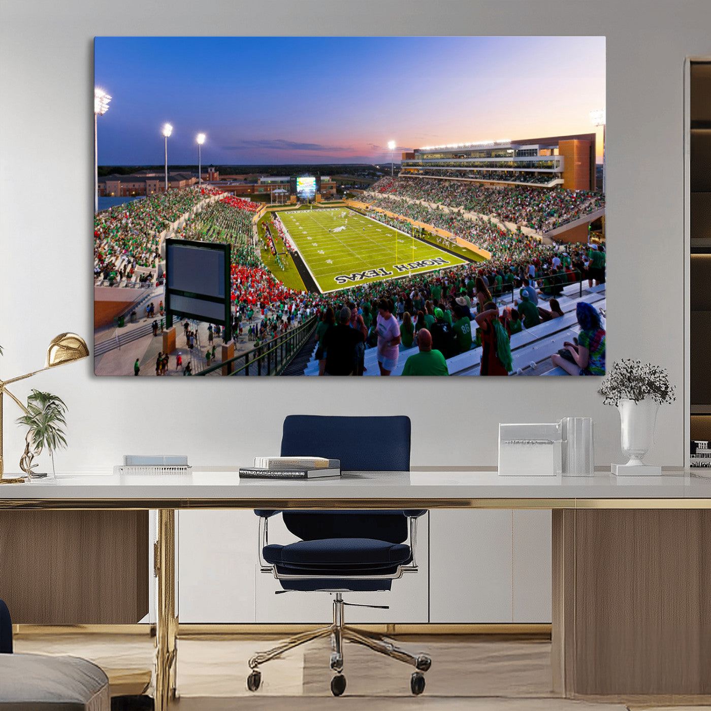 MGV-CV-36X24 - University of North Texas Mean Green Football Team Print - Denton DATCU Stadium Wall Art Canvas