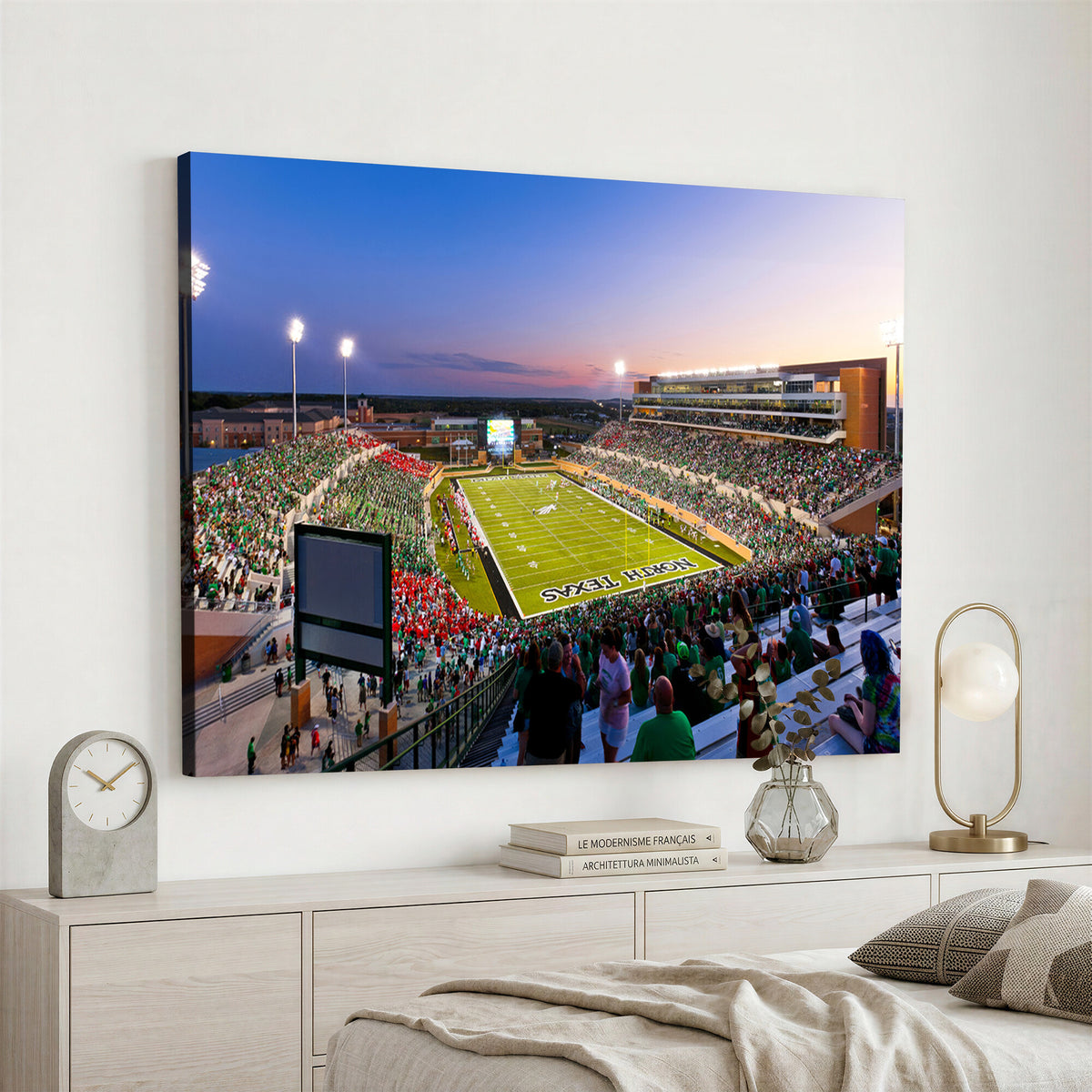 81582-MGV-CV-36X24 - University of North Texas Mean Green Football Team Print - Denton DATCU Stadium Wall Art Canvas