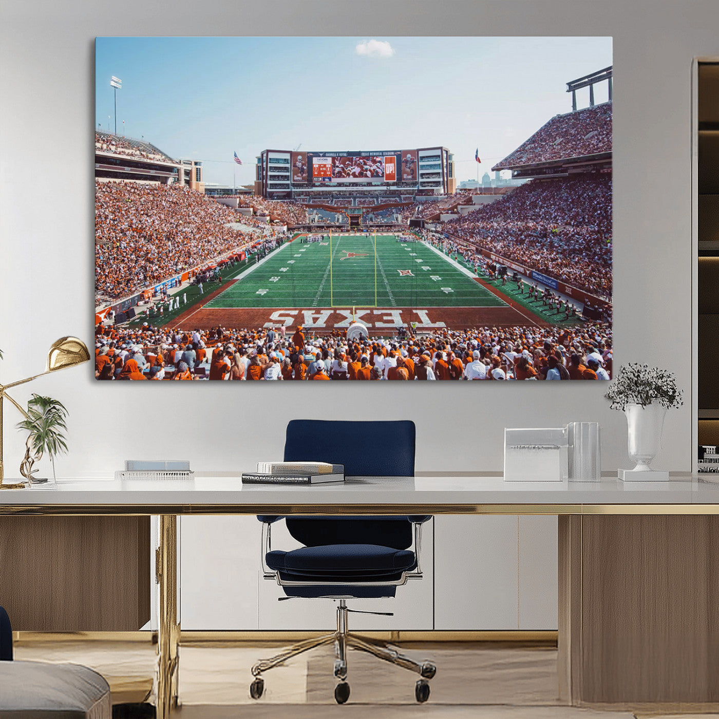 MGV-CV-36X24 - Framed Texas Memorial Stadium Canvas, University of Texas Longhorns Football Team Print - Austin