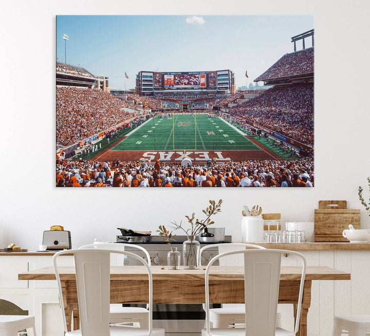 The canvas displays the Texas Longhorns Football team at Austins Darrell K Royal-Texas Memorial Stadium.