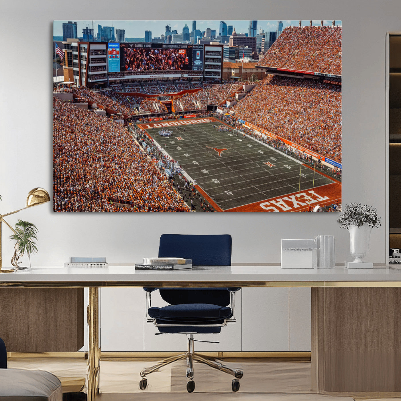 MGV-CV-36X24 - University of Texas Longhorns Football Team Print - Austin Darrell K Royal-Texas Memorial Stadium