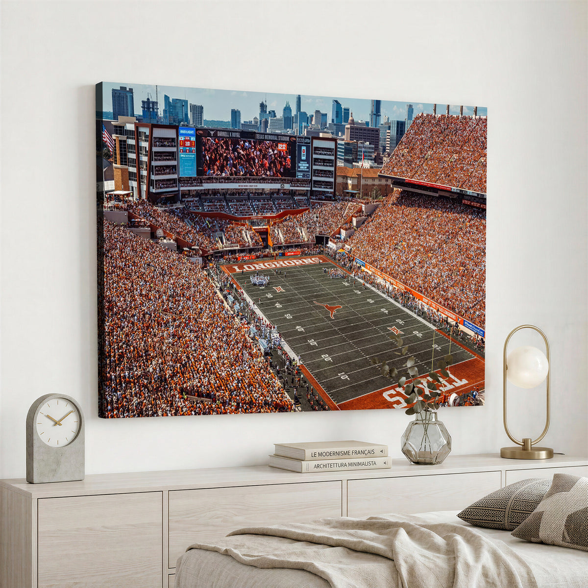 92103-MGV-CV-36X24 - University of Texas Longhorns Football Team Print - Austin Darrell K Royal-Texas Memorial Stadium