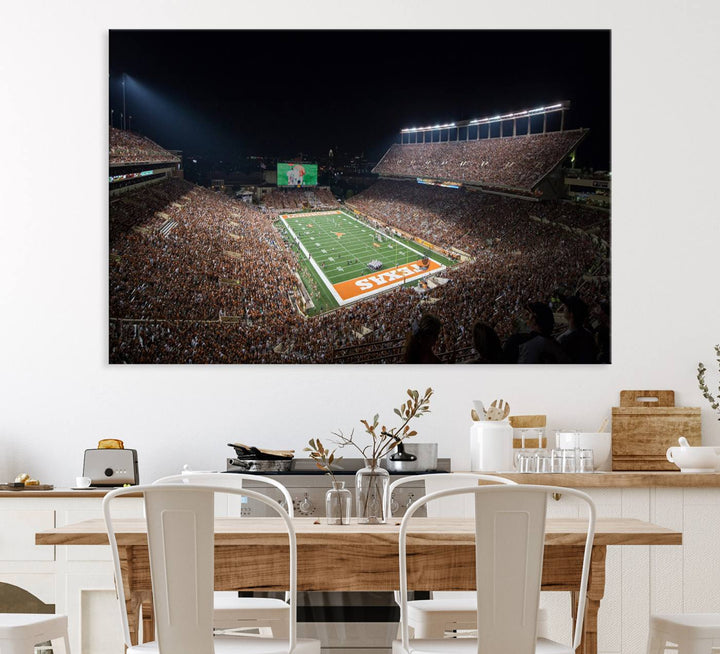 University of Texas Longhorns Football Team Print Austin Darrell K Royal Texas Memorial Stadium Wall Art Canvas Print