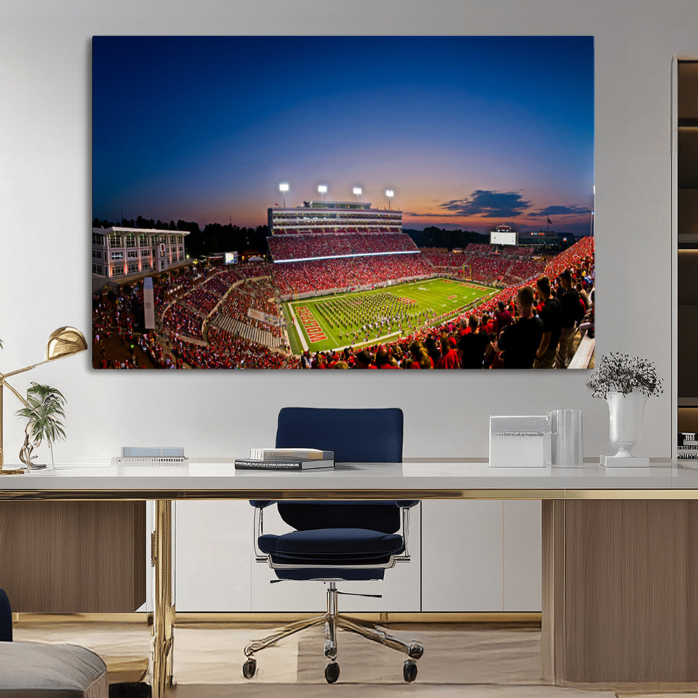 MGV-CV-36X24 - Wolfpack Football Team Wall Art Print - Raleigh Carter-Finley Stadium Wall Art Canvas Print