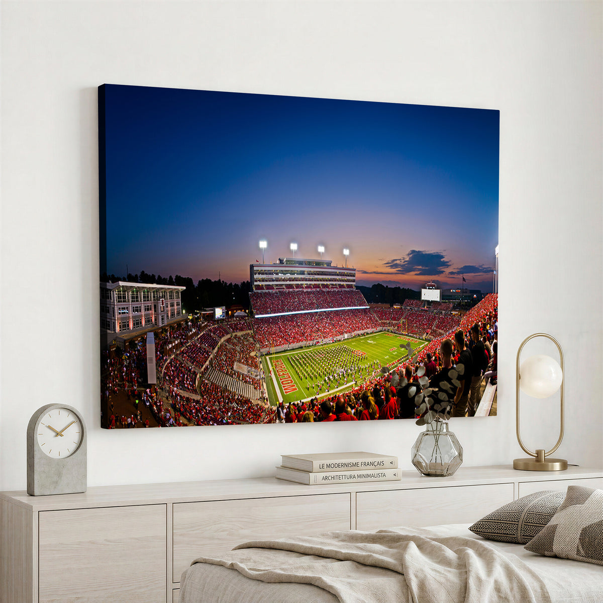 76202-MGV-CV-36X24 - Wolfpack Football Team Wall Art Print - Raleigh Carter-Finley Stadium Wall Art Canvas Print