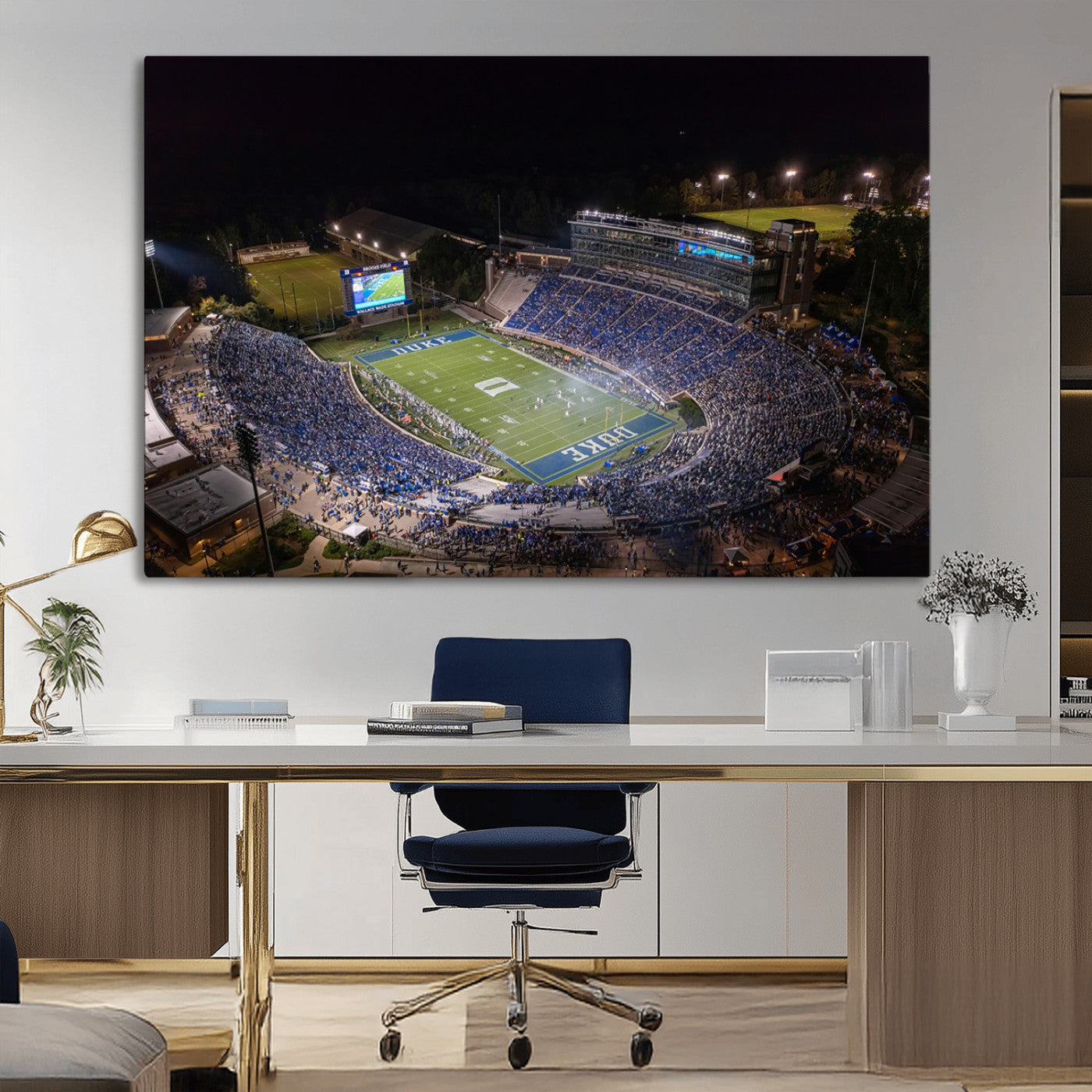 MGV-CV-36X24 - Duke University Blue Devils Football Print Canvas - Durham Wallace Wade Stadium Wall Art Canvas