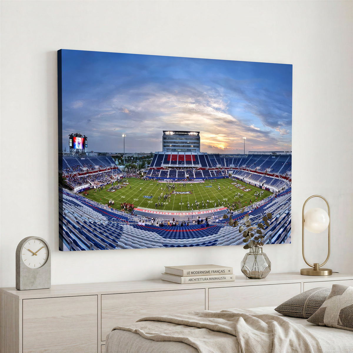 69559-MGV-CV-36X24 - Florida Atlantic University Owls Football Team Print - Boca Raton FAU Stadium Wall Art Canvas Print