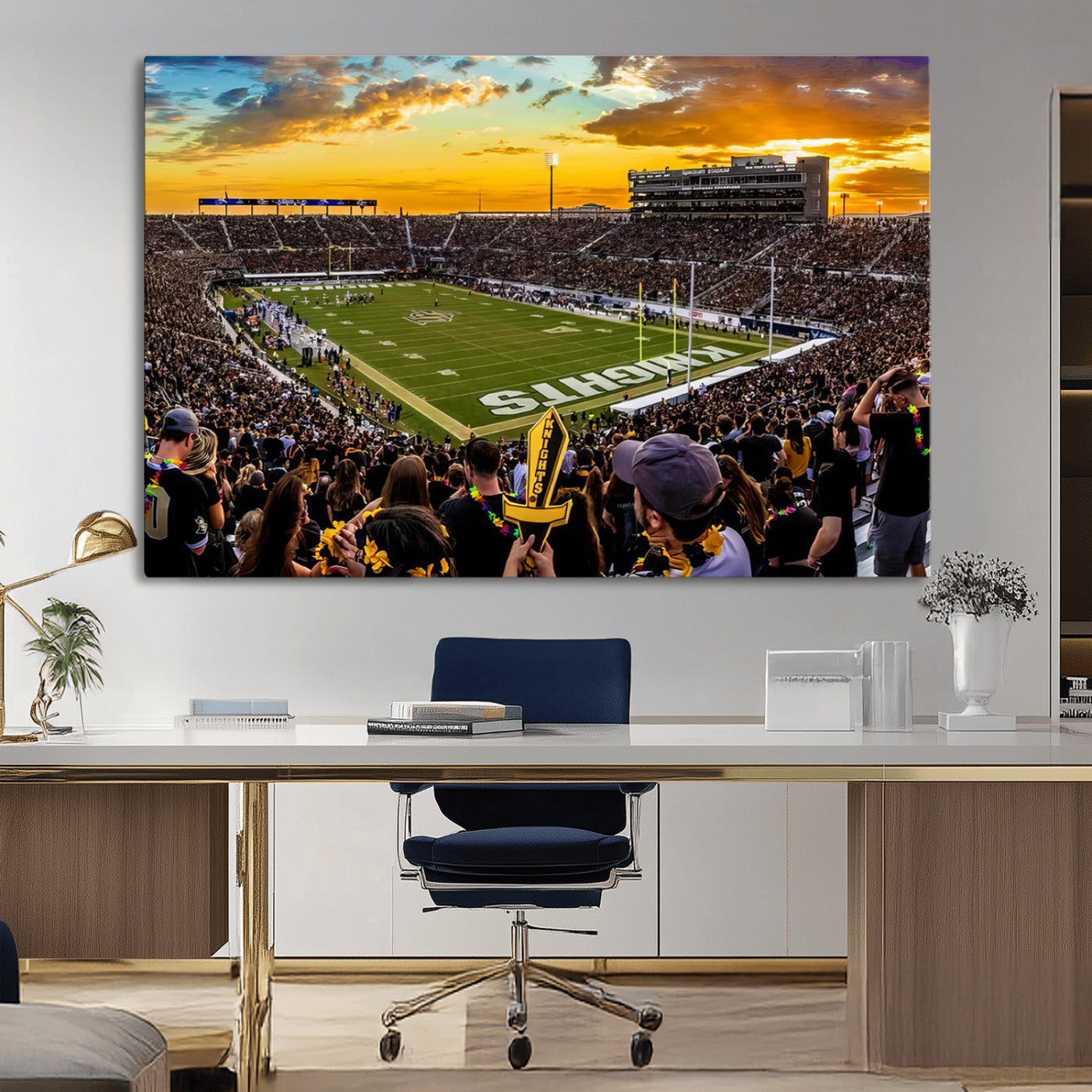MGV-CV-36X24 - UCF Knights Football Team Print - Orlando FBC Mortgage Stadium, UCF Knights Wall Art Canvas Print
