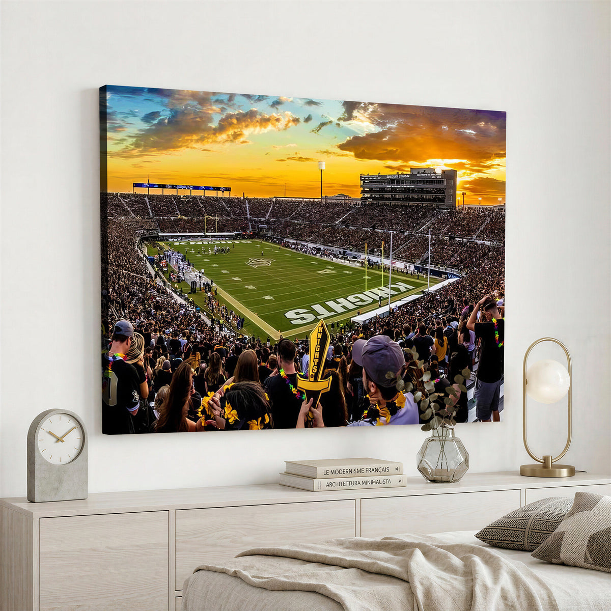 66803-MGV-CV-36X24 - UCF Knights Football Team Print - Orlando FBC Mortgage Stadium, UCF Knights Wall Art Canvas Print