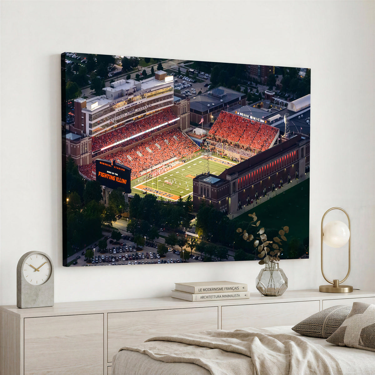 78052-MGV-CV-36X24 - University of Illinois Fighting Illini Football Team Print - Champaign Illinois Memorial Stadium