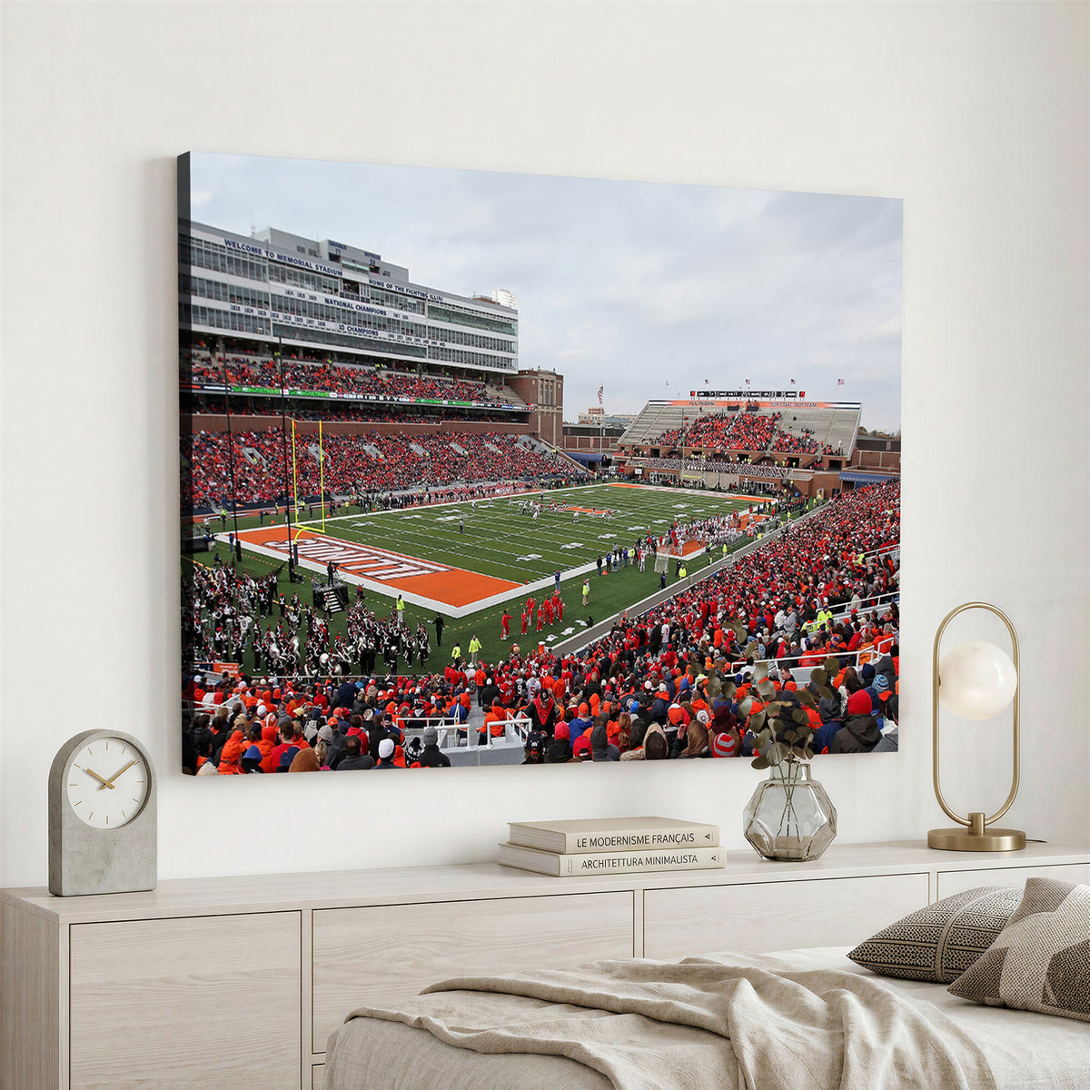 86851-MGV-CV-36X24 - University of Illinois Fighting Illini Football Team Print - Champaign Illinois Memorial Stadium