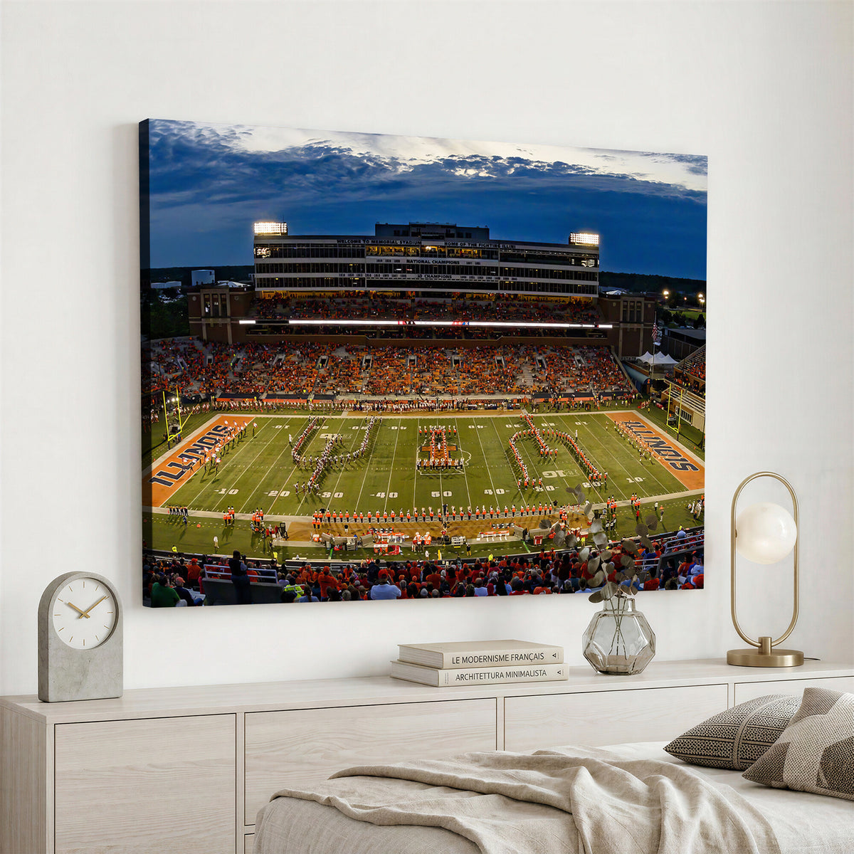 44513-MGV-CV-36X24 - University of Illinois Fighting Illini Football Team Print - Champaign Illinois Memorial Stadium