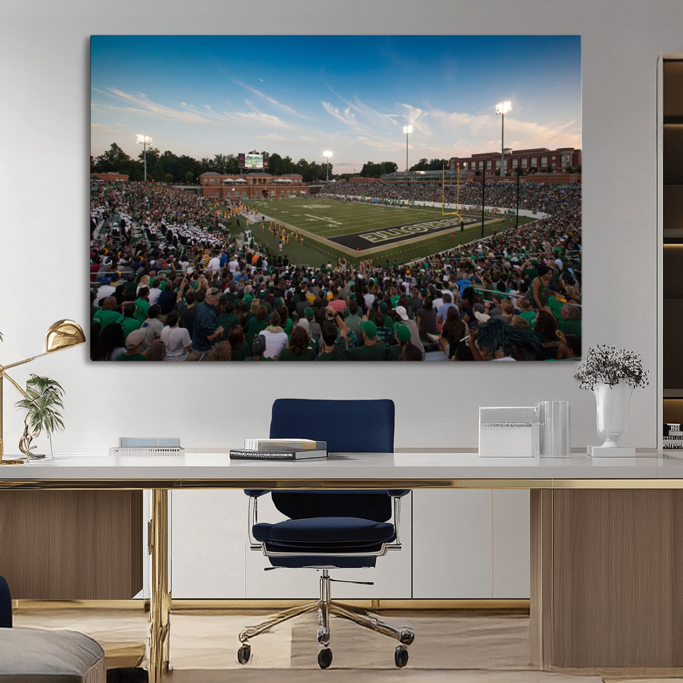 MGV-CV-36X24 - University of Charlotte 49ers Football Team Print - Charlotte Jerry Richardson Stadium Wall Art