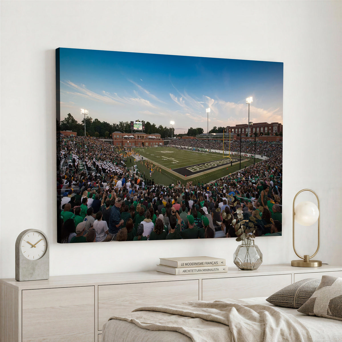 12290-MGV-CV-36X24 - University of Charlotte 49ers Football Team Print - Charlotte Jerry Richardson Stadium Wall Art
