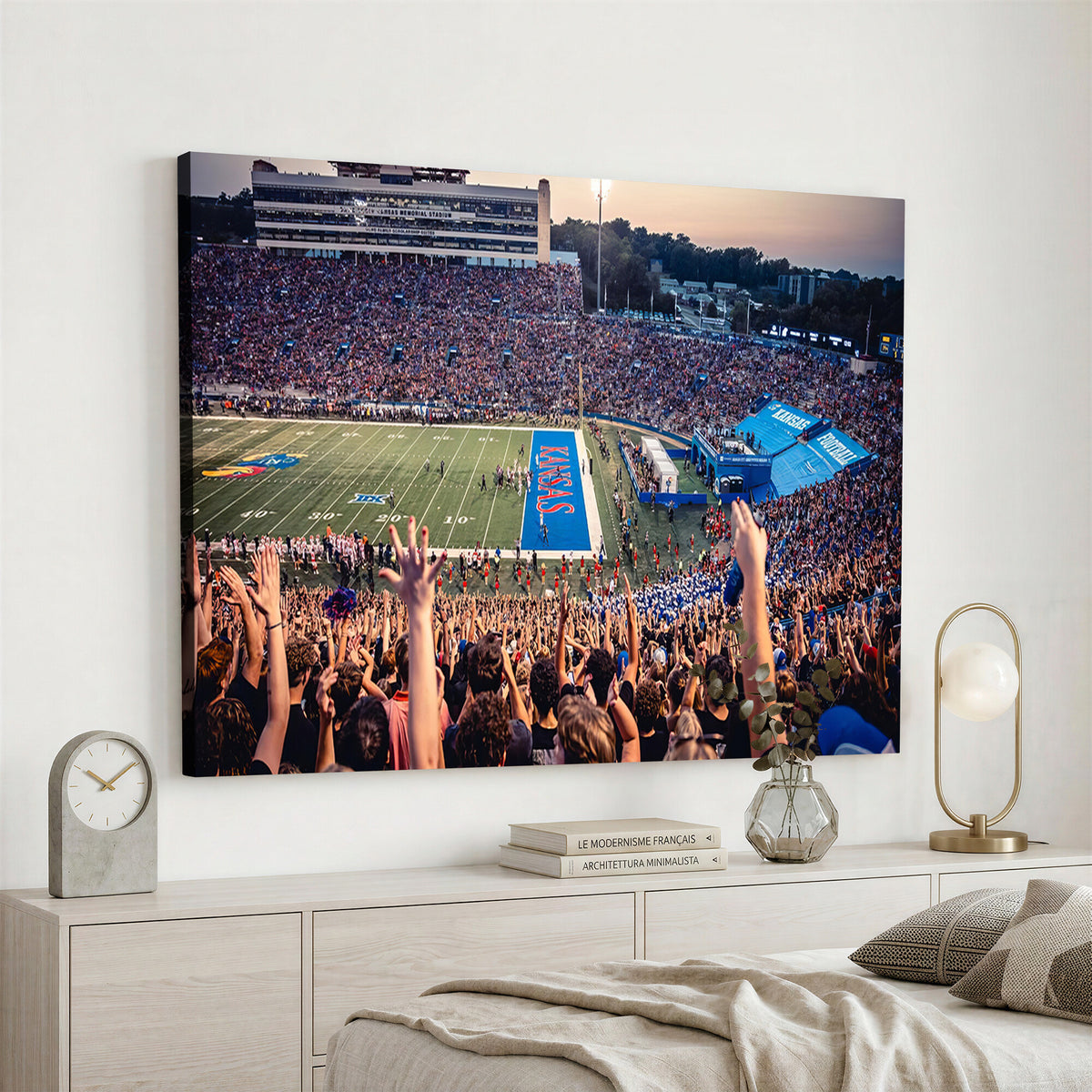 40169-MGV-CV-36X24 - University of Kansas Jayhawks Football Team Art Print - Lawrence Kansas Memorial Stadium Wall Art