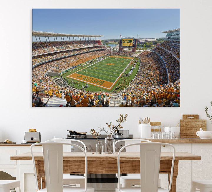 A high-res canvas captures a panoramic view of Waco McLane Stadium.