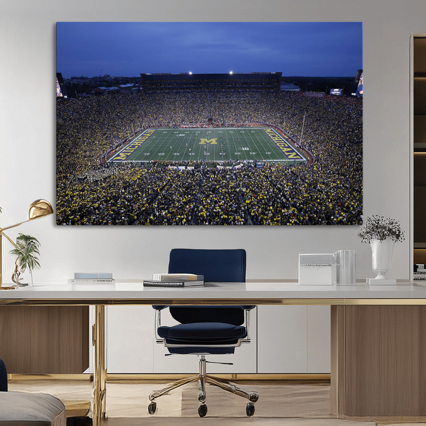 MGV-CV-36X24 - University of Michigan Wolverines Football Team Print - Ann Arbor Michigan Stadium Wall Art Canvas