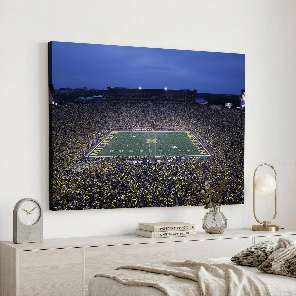 34202-MGV-CV-36X24 - University of Michigan Wolverines Football Team Print - Ann Arbor Michigan Stadium Wall Art Canvas