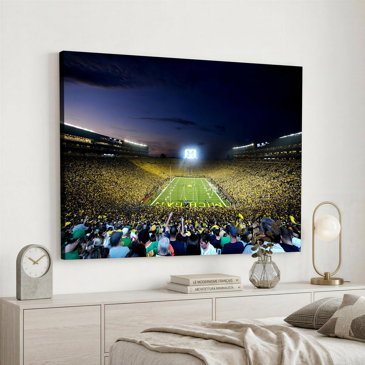 22115-MGV-CV-36X24 - University of Michigan Wolverines Football Team Print - Ann Arbor Michigan Stadium Canvas Print