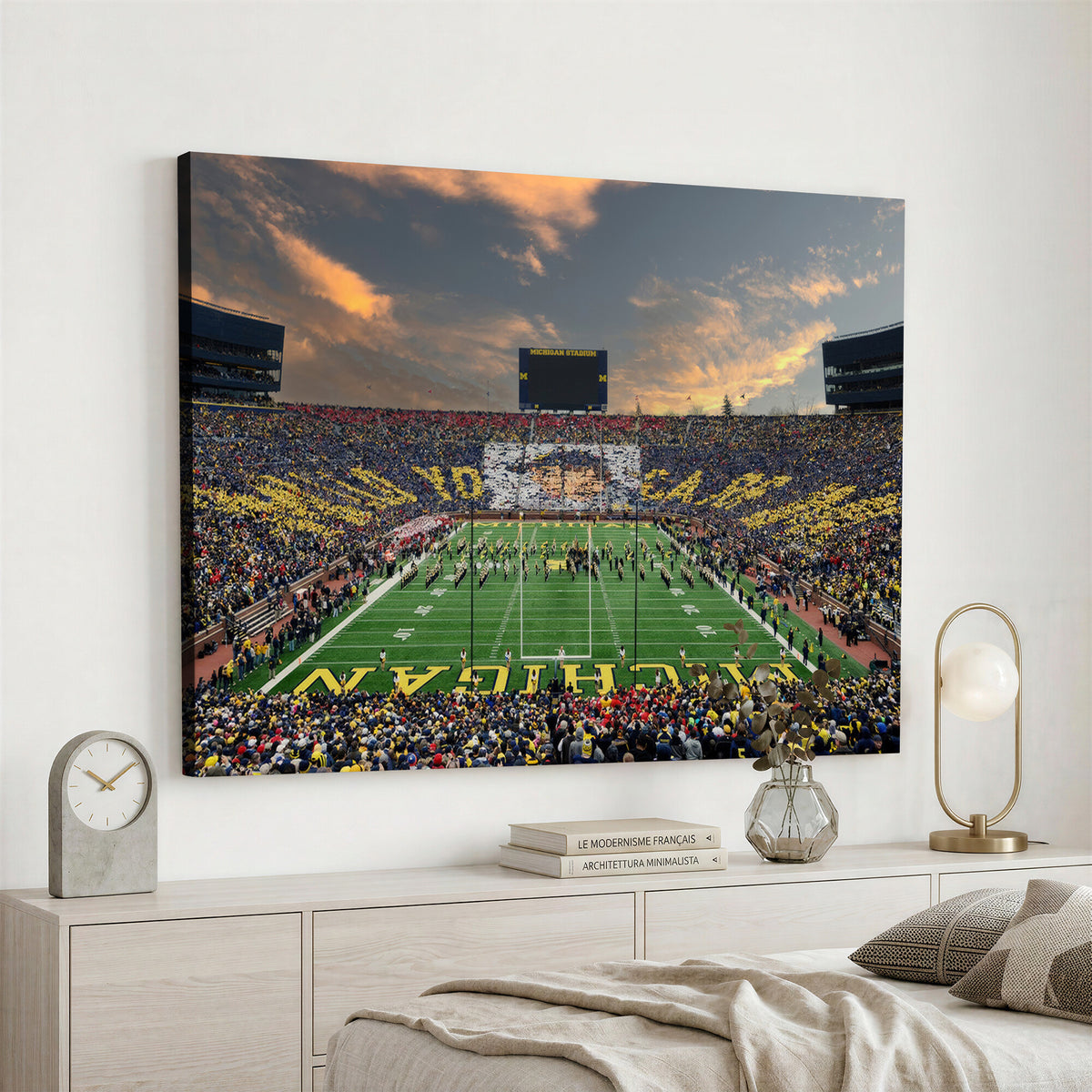81843-MGV-CV-36X24 - University of Michigan Wolverines Print Canvas, Football Team Print - Ann Arbor Michigan Stadium